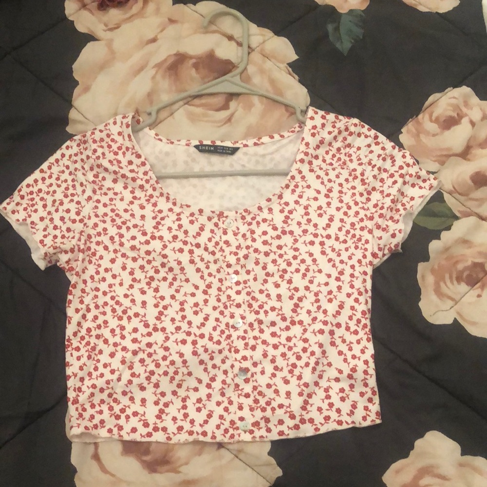 Medium Shein red floral crop top